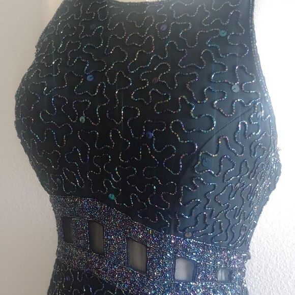 Y2K Silk Beaded Sequined Fairygoth Prom Dress - Picture 3 of 6